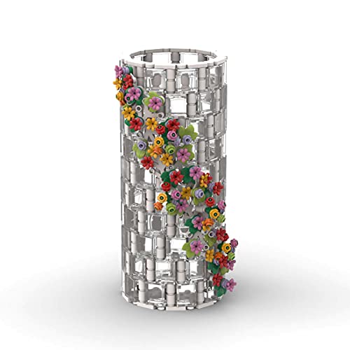 RCPLANTOUY Vase Bausteine Bauset für Erwachsene, 473 Teile Weiß Transparent Vase mit Blumen-Deko & Stabilität, kompatibles MOC Set für Flower Bouquet 10280, Display für Wohnzimmer Büro von RCPLANTOUY
