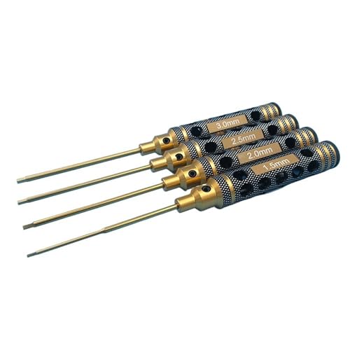 4PCS Titan-beschichteter Sechskant-Schraubendreher-Set – Weißer Stahl-Griff rutschfest 1.5mm/2.0mm/2.5mm/3.0mm Für RC Modellauto-Wartung von RCXCLXLH