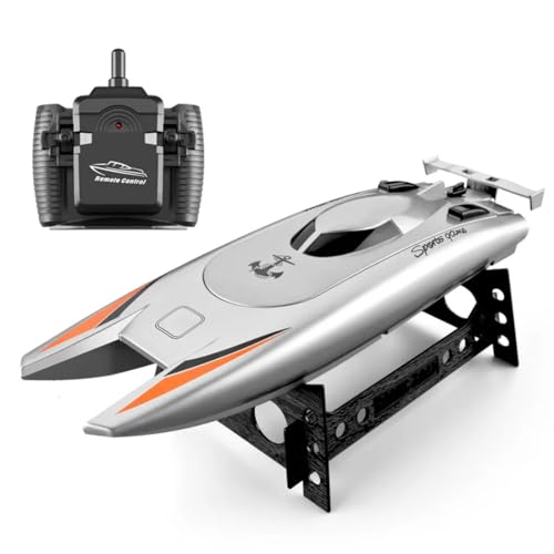 RCXTechPro 30 Km/h RC Boot mit Doppelmotor für Erwachsene, 2,4 GHz Wasserdichtes Hochgeschwindigkeits-Schnellboot mit Fernbedienung Und 25 Min./USB-Aufladung 32 cm RTR Rennboot Modell von RCXTechPro
