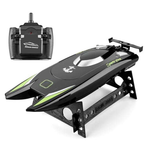 RCXTechPro 30 Km/h RC Boot mit Doppelmotor für Erwachsene, 2,4 GHz Wasserdichtes Hochgeschwindigkeits-Schnellboot mit Fernbedienung Und 25 Min./USB-Aufladung 32 cm RTR Rennboot Modell von RCXTechPro