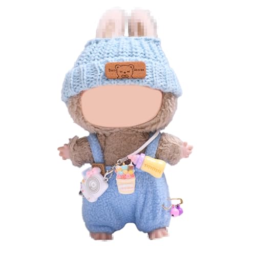 Labubu Kleidung für Puppe, Bekleidung für 17cm Labubu Plüsch, Puppenkleidung für labubu Kleidung, Labubu-Zubehör für Puppe, Kleidung für die Labubu-Plüsch Toy, ohne Puppe (Blue) von RCYHCY
