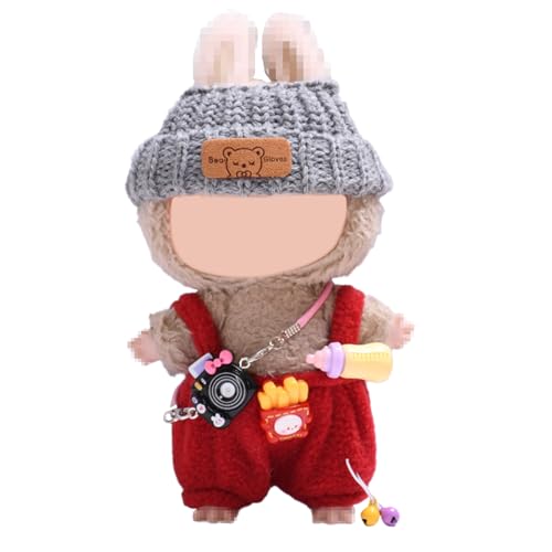 Labubu Kleidung für Puppe, Bekleidung für 17cm Labubu Plüsch, Puppenkleidung für labubu Kleidung, Labubu-Zubehör für Puppe, Kleidung für die Labubu-Plüsch Toy, ohne Puppe (Red) von RCYHCY