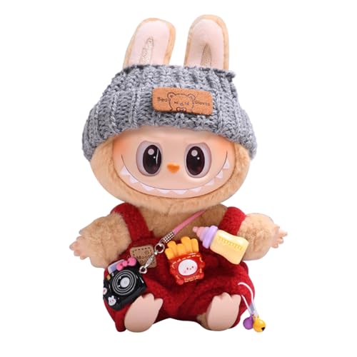 Labubu Kleidung für Puppe, Bekleidung für 17cm Labubu Plüsch, Puppenkleidung für labubu Kleidung, Labubu-Zubehör für Puppe, Kleidung für die Labubu-Plüsch Toy, ohne Puppe (Red) von RCYHCY