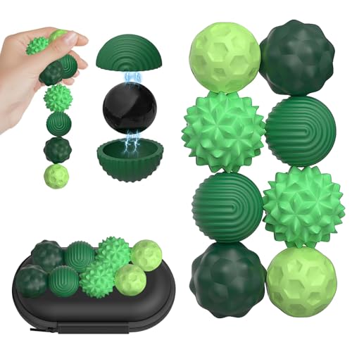 8 Stück Magnetische Fidget Toys, Magnetische Sensorik Bälle, Anti-Stress Spielzeug aus Silikon, Stressball Silikon, Fidget-Bälle Magnetspiel, für Angst Stressabbau, Haptische Dekompression (Grün) von RCYHCY