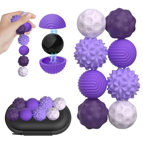 8 Stück Magnetische Fidget Toys, Magnetische Sensorik Bälle, Anti-Stress Spielzeug aus Silikon, Stressball Silikon, Fidget-Bälle Magnetspiel, für Angst Stressabbau, Haptische Dekompression (Lila) von RCYHCY