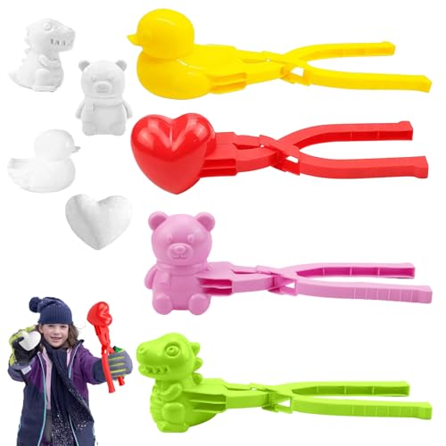 Schneeball Former, 4 Stück Schneeball Maker, Schneeball Clip, Cartoon Winter Schneeballzange Spielzeug, Schneeballzange für Kinder im Freien Spielen Schnee, Schneespielzeug für Kinder von RCYHCY