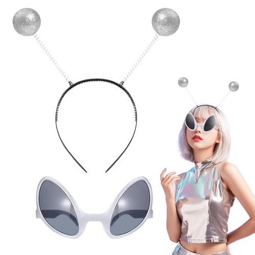 RCYHCY Alien Haarreif und Alien Brille, Karneval Alien Kostüm Zubehör, Fasching Alienkostüm Accessories, Alien Antennen Stirnband, Alien Haarreif für Erwachsene/Kinder, Familien Partydekorationen RCYHCY Alien Haarreif und Alien Brille, Karneval Alien Kostüm Zubehör, Fasching Alienkostüm Accessories, Alien Antennen Stirnband, Alien Haarreif für Erwachsene/Kinder, Familien Partydekorationen von RCYHCY