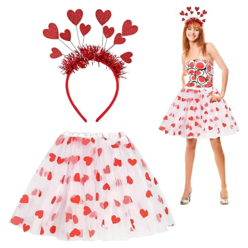 RCYHCY Amor-Kostüm, Karneval Kostüme Amor Set, Amor-Kostüm Tüllrock Damen Valentinstag Herz Stirnband Pailletten, Damen Kostüm Herzchen Tutu, Romantische Amor Kostüm Accessoires RCYHCY Amor-Kostüm, Karneval Kostüme Amor Set, Amor-Kostüm Tüllrock Damen Valentinstag Herz Stirnband Pailletten, Damen Kostüm Herzchen Tutu, Romantische Amor Kostüm Accessoires von RCYHCY