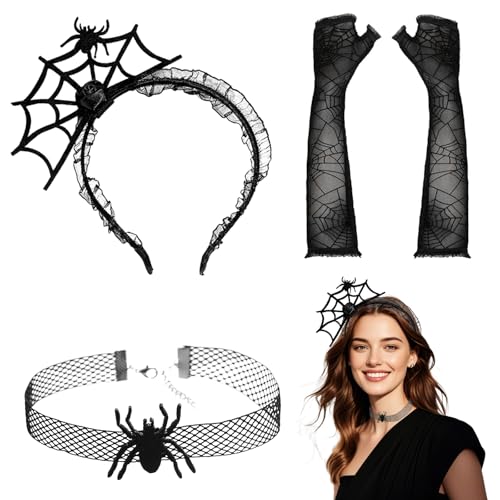 RCYHCY 3 Stück Spinne Kostüm Damen, Spinne Haarreifen, Karneval Spinne Haarreif, Spinnen Netz Haarreifen, Spinnen Halsband, Spinnennetz Handschuhe, Für Karneval und Abschlussball Party usw RCYHCY 3 Stück Spinne Kostüm Damen, Spinne Haarreifen, Karneval Spinne Haarreif, Spinnen Netz Haarreifen, Spinnen Halsband, Spinnennetz Handschuhe, Für Karneval und Abschlussball Party usw von RCYHCY