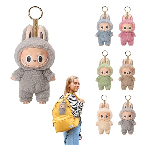 RCYHCY Labubu Puppe, 17cm labubu Schlüsselanhänger, labubu Plüschpuppe, Labubu Monster Keychain, Labubu Plush Keychain, labubu Plüschanhänger, La-bubu Plush Doll, Geschenke für Jungen und Mädchen (E) von RCYHCY