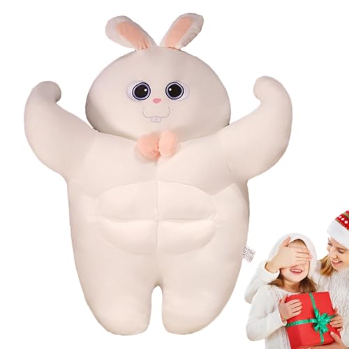 Muskel-Plüschtier, süße Stofftier-Plüschpuppe, weiches, beruhigendes Cartoon-Plüschtier, lustige, kuschelige Kissenpuppe als Heimdekoration, Sofakissen, Tischdekoration(Weiß,45cm) von RDCIRP