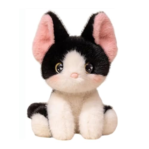 RDCIRP Devon Rex Katze Plüschtier, süße Kuscheltier-Plüschpuppe, weiches, kuscheliges Plüschkissen, Puppe for Familie und Freunde, Begleiter, Heimdekoration(Black and White) von RDCIRP