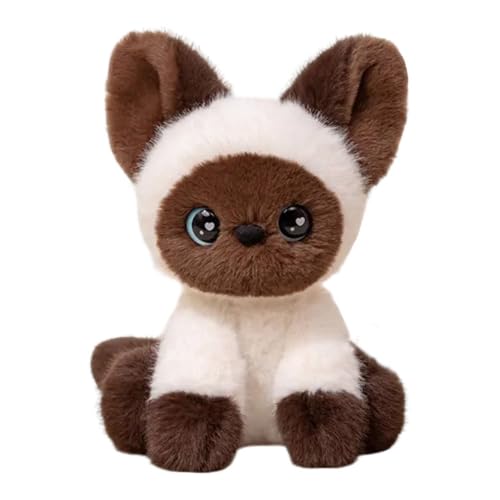 RDCIRP Devon Rex Katze Plüschtier, süße Kuscheltier-Plüschpuppe, weiches, kuscheliges Plüschkissen, Puppe for Familie und Freunde, Begleiter, Heimdekoration(braun) von RDCIRP