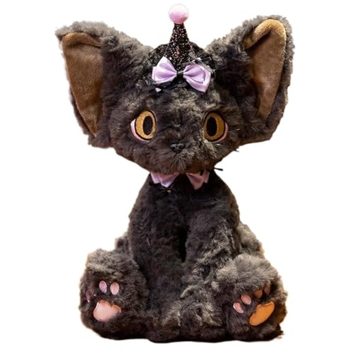 RDCIRP Devon Rex Katze Plüschtier, süßes Stofftier Schwarze Katze Plüschpuppe for Mädchen Jungen Erwachsene Geburtstagsgeschenke(B) von RDCIRP