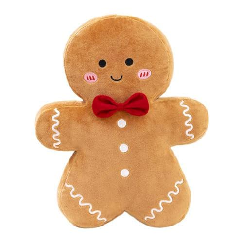 RDCIRP Lebkuchen-Plüschkissen, weihnachtliches Cartoon-Lebkuchenmann-Plüschpuppenspielzeug, Feiertags-Wurfkissen for Sofakissen, Weihnachtsparty-Dekoration(B) von RDCIRP