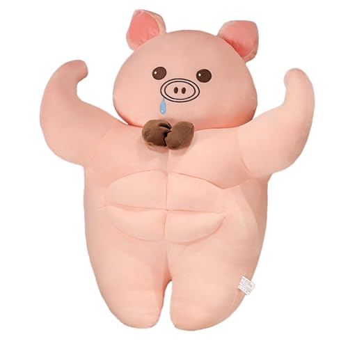 RDCIRP Muskel-Plüschtier, süße Stofftier-Plüschpuppe, weiches, beruhigendes Cartoon-Plüschtier, lustige, kuschelige Kissenpuppe als Heimdekoration, Sofakissen, Tischdekoration(Rosa,45cm) von RDCIRP