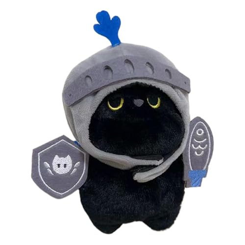 RDCIRP Ritter-Katzen-Plüschtier, Stofftier, Schwarze Katze, Plüschtier, Q-Design, lustiges weiches schwarzes Katzen-Plüschkissen, Puppenspielzeug for Jungen und Mädchen RDCIRP Ritter-Katzen-Plüschtier, Stofftier, Schwarze Katze, Plüschtier, Q-Design, lustiges weiches schwarzes Katzen-Plüschkissen, Puppenspielzeug for Jungen und Mädchen von RDCIRP