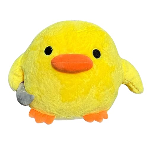 Süßes Entenplüschtier, süße Ente mit Messern, kuscheliges und weiches Stofftier, gelbes Entenplüschkissen, Puppe for Jungen und Mädchen, Geschenkspielzeug von RDCIRP