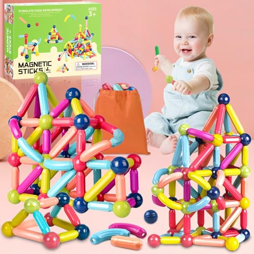 RDDAIPE Magnetische Bausteine Set - 88 Stück Magnetstäbe für Kinder Ab 3-8 Jahren - Magnetic Sticks Spielzeugbausteine von RDDAIPE