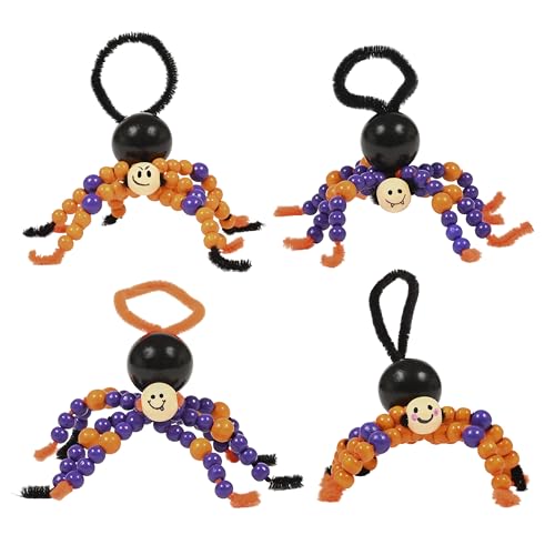 READY 2 LEARN Erstellen Sie Ihre eigenen Halloween-Perlenspinnen - 4er Set - DIY Halloween Handwerk für Kinder - Sauber - Kinderfreundliche Anleitung von READY 2 LEARN