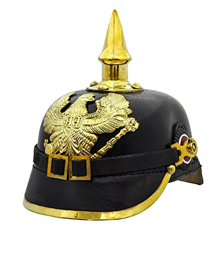 REAL NAUTICAL STORE Kaiserlicher Deutscher Preußischer Leder-Pickelhaube Spike Deutscher Helm Vinatge Geschenk von REAL NAUTICAL STORE
