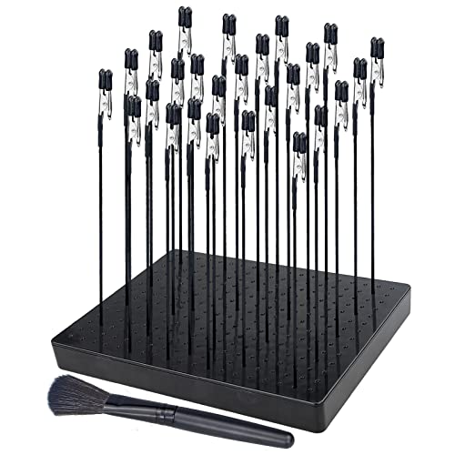 Model Painting Tool mit Standfuß und 26Stück Krokodilklemmen, Krokodilklemme mit Ständer Werkstückhalter für Modellbau, Flexibler Lackierständer zum Basteln und Dekorieren (7.87 x 5.9Inch) von REBECASKYENS