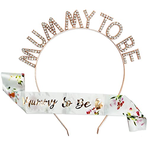 Mummy to Be Schärpe Bald Mama Baby Shower Party Schärpe Mum to Be Krone Mommy to be Haareif Mother to be Haarschmuck Babydusche Babyparty Schwangerschaft Mutterschaft Mama Mutti Weiß von REBECASKYENS