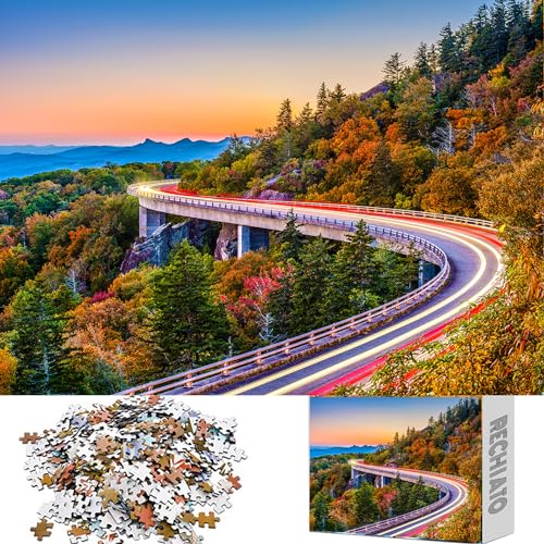 1000 Teile für Blue Ridge Parkway Linn Cove Viaduct Puzzles, Herbst-Puzzles für Erwachsene ab 1000 Teilen, Landschaftspuzzle-Geschenke für Frauen & Mama. von RECHIATO