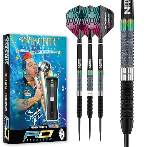 RED DRAGON Peter Wright Snakebite World Champion Diamond Fusion SE 20 Gram Professionelles Dart-Set mit Flights and Shafts (Stems) von RED DRAGON