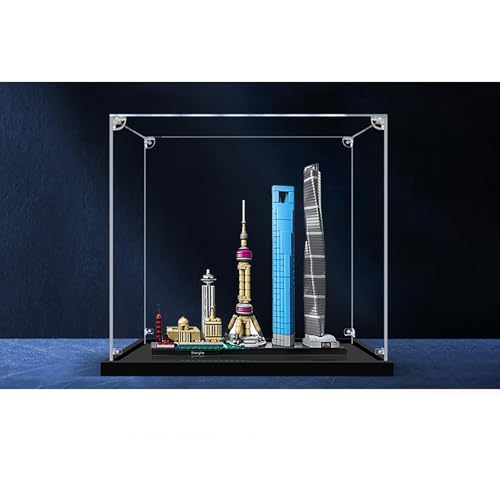 Acryl-Vitrine, Kompatibel mit Lego 21039 Shanghai-Skyline Modell, Transparente Staubdichte Vitrine, 32*14*32cm (ohne Modell)(2mm) von REDBMX