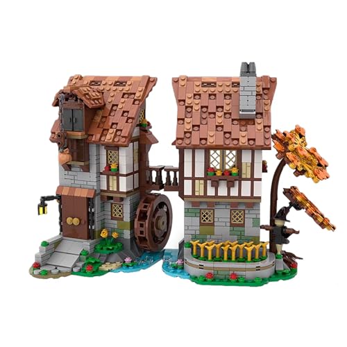 REDBMX Klemmbausteine Haus, MOC-119708 Mittelalterliches Wasserrad Bausteine Bausatz, Gebäude Modellbausatz, Bauspielzeuge für Erwachsene, 1235 Teile, Kompatibel mit LG REDBMX Klemmbausteine Haus, MOC-119708 Mittelalterliches Wasserrad Bausteine Bausatz, Gebäude Modellbausatz, Bauspielzeuge für Erwachsene, 1235 Teile, Kompatibel mit LG von REDBMX