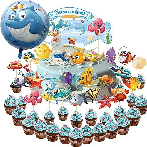 REDO 25 Stück Non-Repeat Kindergeburtstag Dekoration Geburtstagskuchen Topper Kuchendekoration Cupcake Dekoration Ozean Thema Kuchen Cupcake Dekoration Lieferungen Ozean REDO 25 Stück Non-Repeat Kindergeburtstag Dekoration Geburtstagskuchen Topper Kuchendekoration Cupcake Dekoration Ozean Thema Kuchen Cupcake Dekoration Lieferungen Ozean von REDO