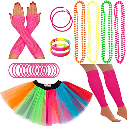 80er Jahre Kostüm Neon Zubehör Tutu Party Kostüm Erwachsene Beinwärmer Fischnetz Handschuhe 1980er Stil Halskette Perlen Neon Hoop Ohrringe Gummy Armbänder Damen Junggesellinnenabschied 80er Jahre Kostüm Neon Zubehör Tutu Party Kostüm Erwachsene Beinwärmer Fischnetz Handschuhe 1980er Stil Halskette Perlen Neon Hoop Ohrringe Gummy Armbänder Damen Junggesellinnenabschied von REDSTAR FANCY DRESS