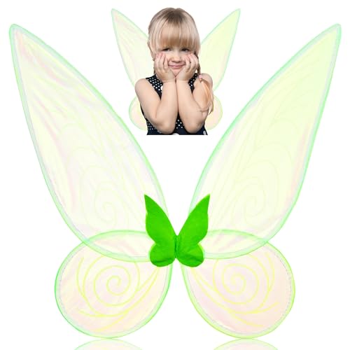 Feenflügel Kinder als Feenkostüm - Flügel Fee, Waldfee Kostüm - Fairy Wings in Weiß oder Grün als Schmetterlingsflügel, Engelsflügel oder Elfenflügel für ein Elfenkostüm - 50 x 52cm (Grün) von REDSTAR FANCY DRESS