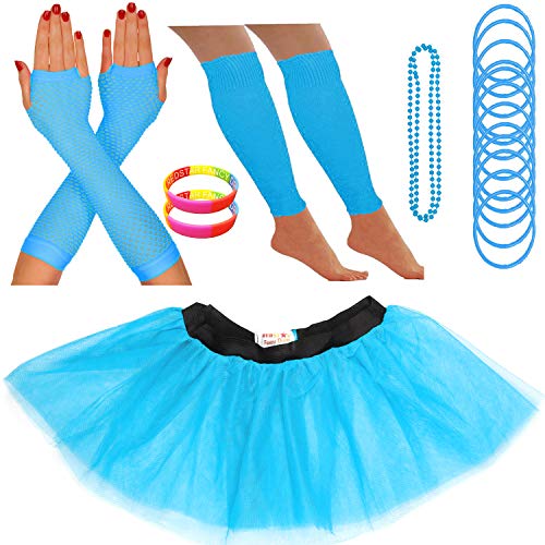 REDSTAR FANCY DRESS - Tutu-Röckchen, Beinstulpen, Netzhandschuhe, Perlenkette, schmale Gummiarmbänder und breite Armbänder - Neonfarben - Türkis - 32-38 REDSTAR FANCY DRESS - Tutu-Röckchen, Beinstulpen, Netzhandschuhe, Perlenkette, schmale Gummiarmbänder und breite Armbänder - Neonfarben - Türkis - 32-38 von REDSTAR FANCY DRESS