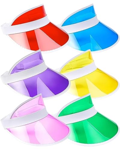 6er Pack Sonnen Cap Herren & Damen - Plastik Sonnenvisiere zum Pub Golf oder als Verkleidungszubehör in Pink Gelb Blau Grün Orange Rot - Schirmmütze Damen & Herren für 80er Jahre Neon Party 6er Pack Sonnen Cap Herren & Damen - Plastik Sonnenvisiere zum Pub Golf oder als Verkleidungszubehör in Pink Gelb Blau Grün Orange Rot - Schirmmütze Damen & Herren für 80er Jahre Neon Party von REDSTAR