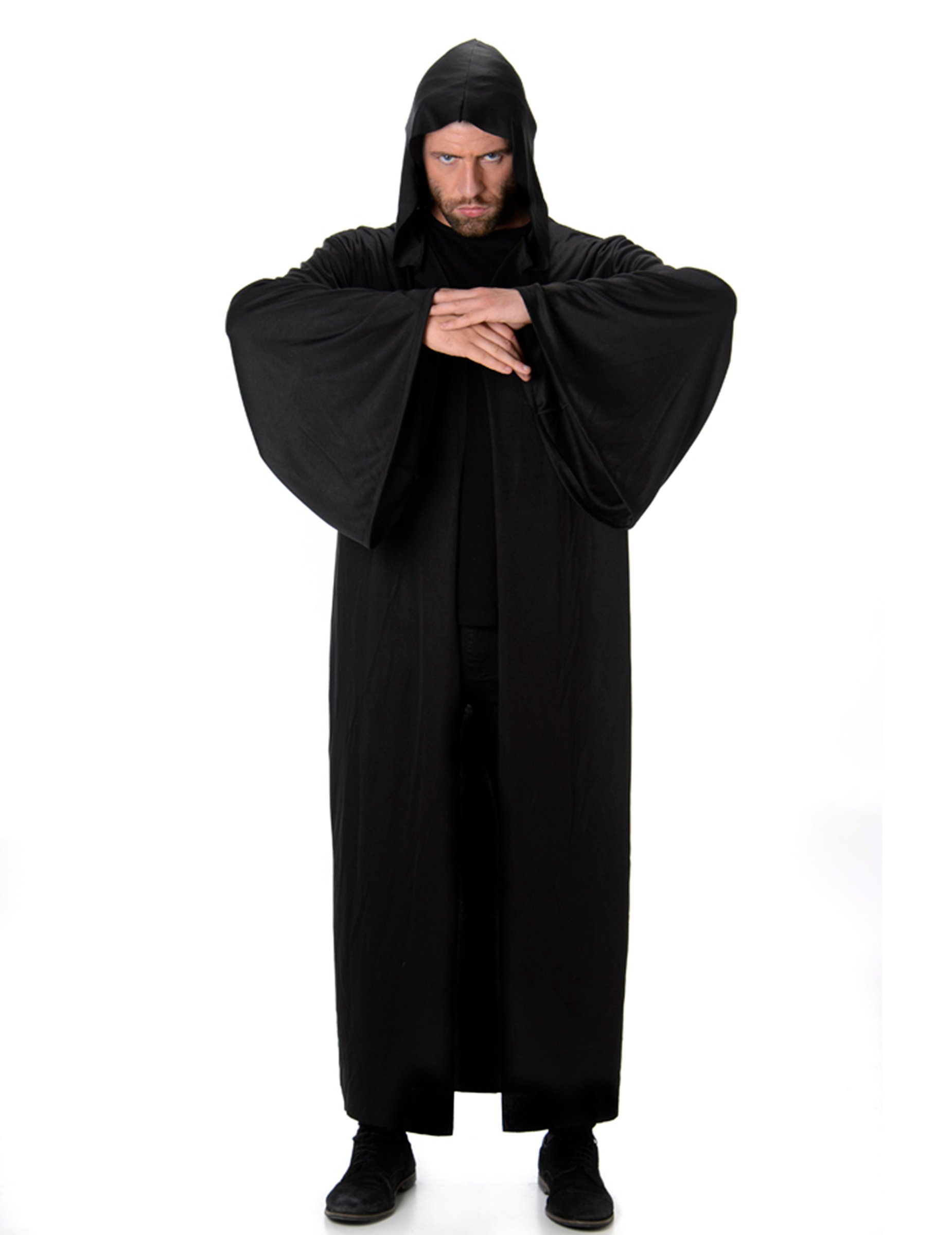 Halloween Vampir Mittelalter Kutte mit Kapuze schwarz von KARNEVAL-MEGASTORE