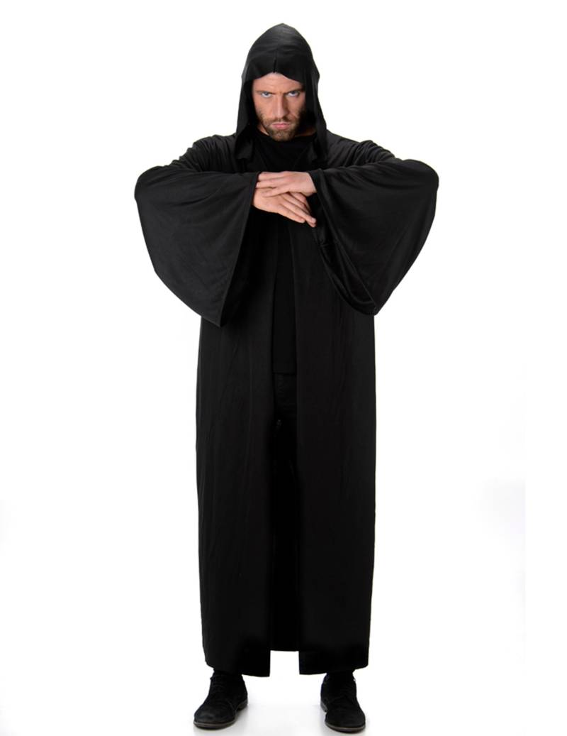 Halloween Vampir Mittelalter Kutte mit Kapuze schwarz von KARNEVAL-MEGASTORE