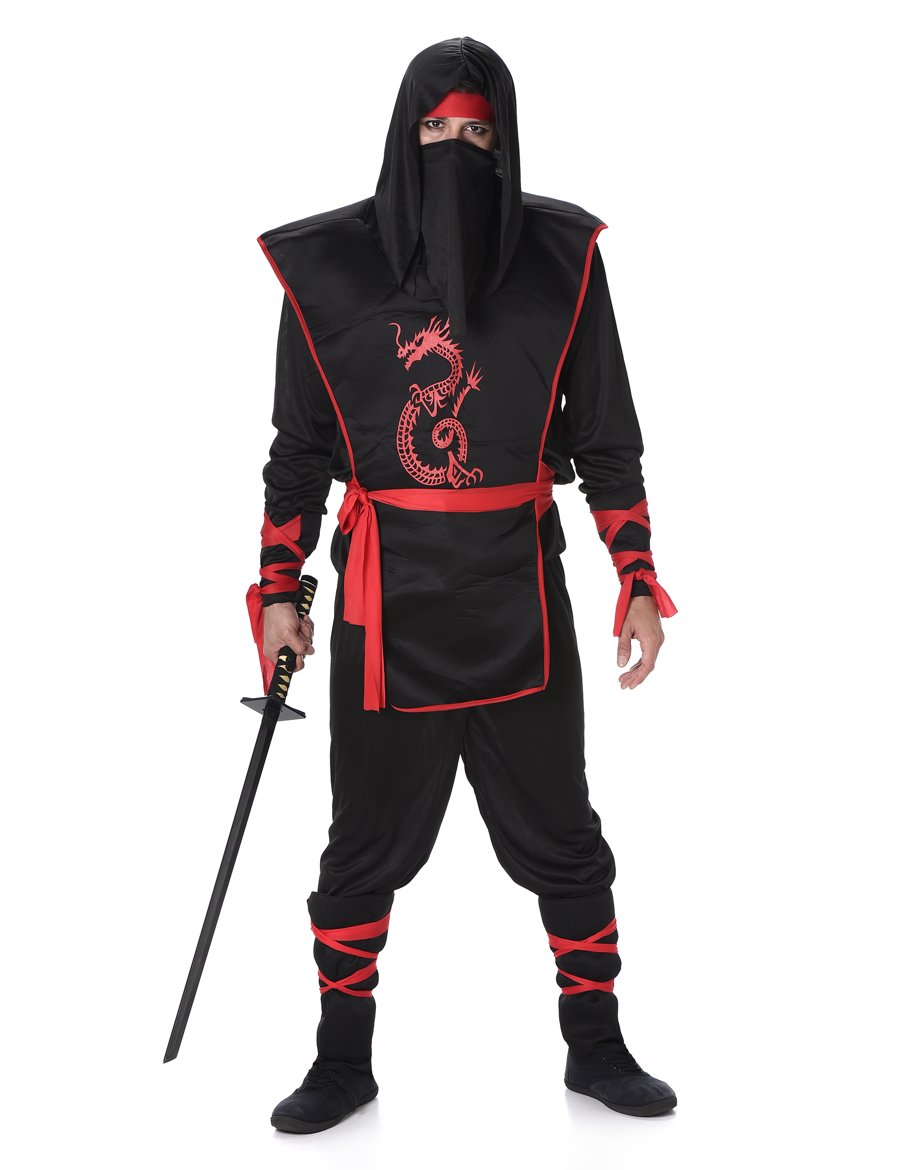 Ninja Kostüm Asia-Krieger schwarz-rot Ninja Kostüm Asia-Krieger schwarz-rot von KARNEVAL-MEGASTORE