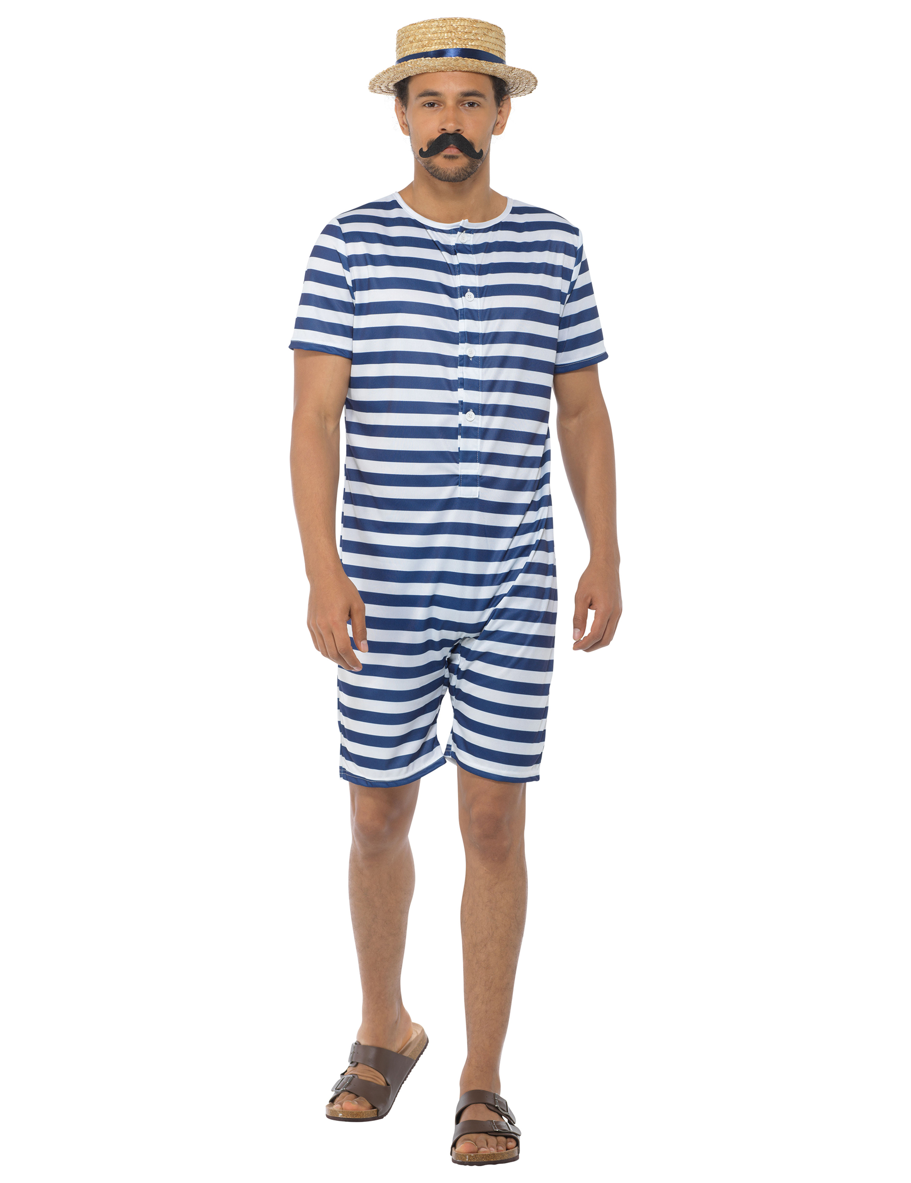 Retro Ringel-Badeanzug weiss-blau Retro Ringel-Badeanzug weiss-blau von KARNEVAL-MEGASTORE