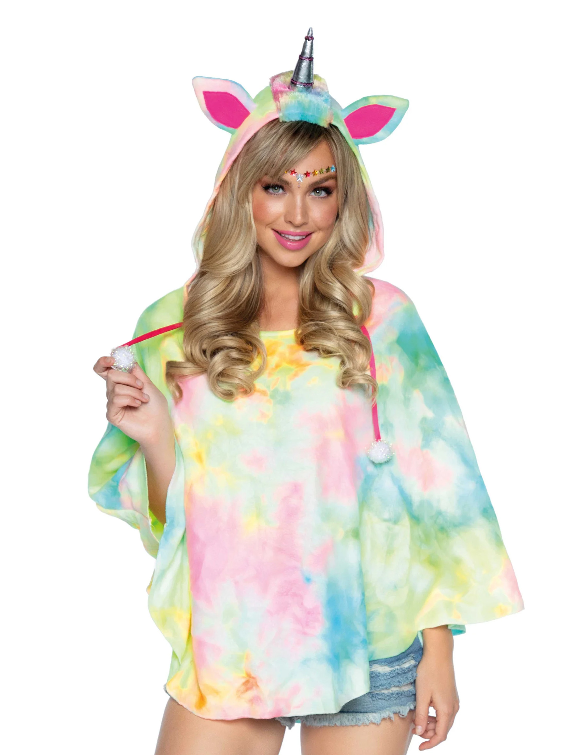 Zuckersüßer Einhorn-Poncho für Damen bunt Zuckersüßer Einhorn-Poncho für Damen bunt von LEG-AVENUE