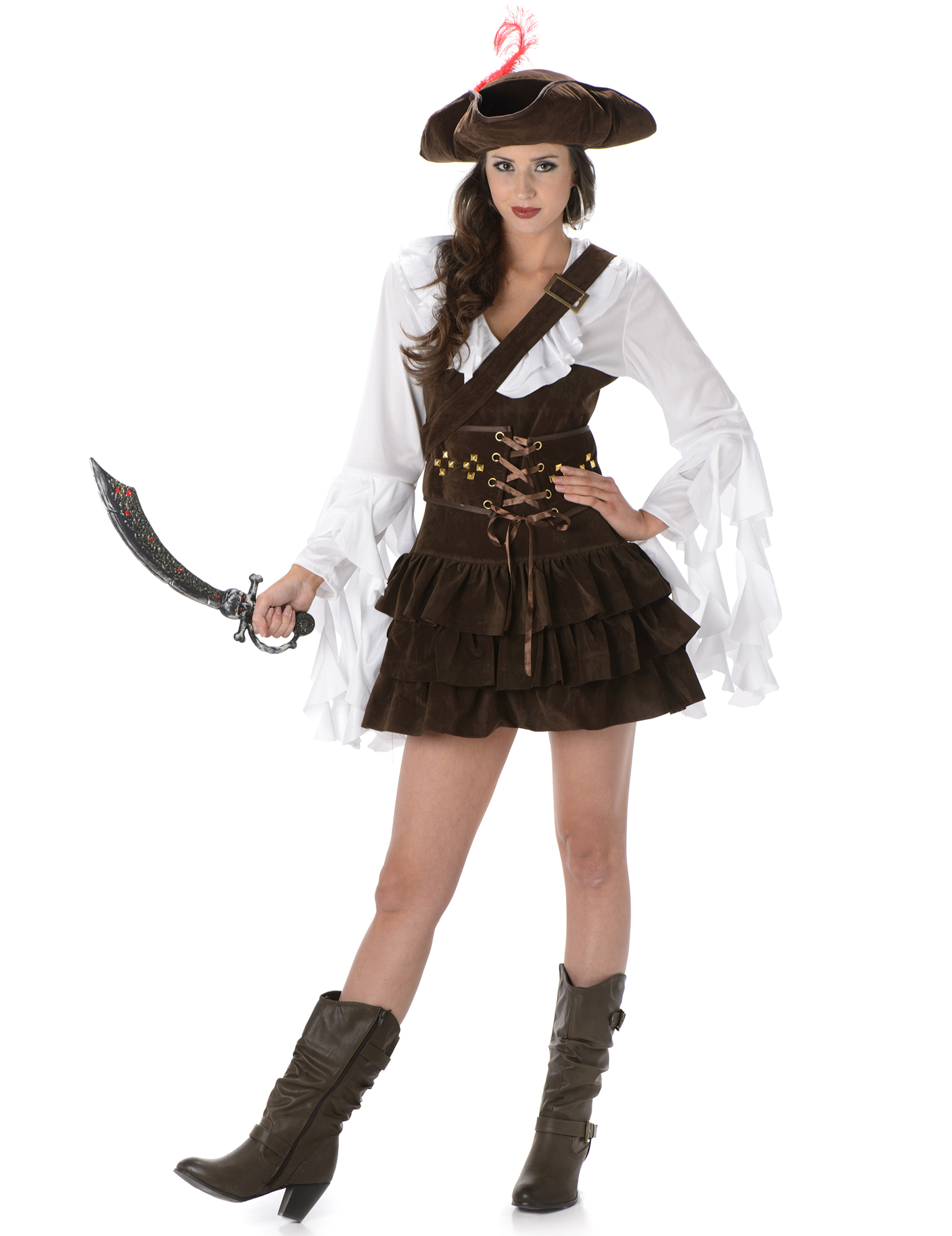 Süsse Piratin Damenkostüm weiss-braun Süsse Piratin Damenkostüm weiss-braun von KARNEVAL-MEGASTORE