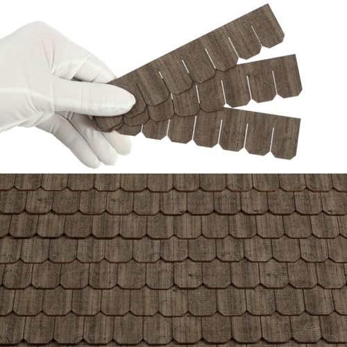 Puppenhaus Holz Dachschindeln Puppenhaus Miniaturdach 25 Stück Streifen REDUCIO! (Olive Drab) von REDUCIO!