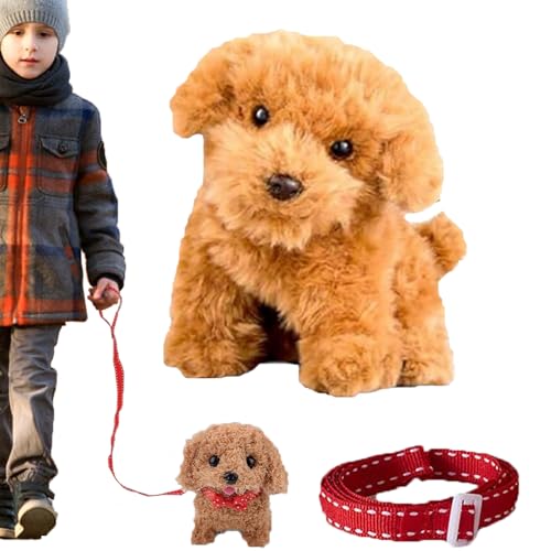 Realistic Robot Puppy - Roboter Hund Spielzeug Kinder, Roboterhund mit künstlicher Intelligenz mit Leine,geht,bellt, wedelt mit dem Schwanz roboter hund mit fell, Geschenk Junge Mädchen 2-10Jahre (A) von REGAPOG