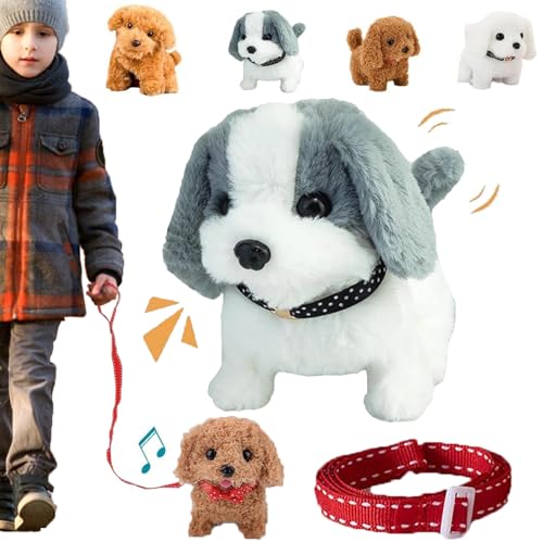 Realistic Robot Puppy - Roboter Hund Spielzeug Kinder, Roboterhund mit künstlicher Intelligenz mit Leine,geht,bellt, wedelt mit dem Schwanz roboter hund mit fell, Geschenk Junge Mädchen 2-10Jahre (C) von REGAPOG