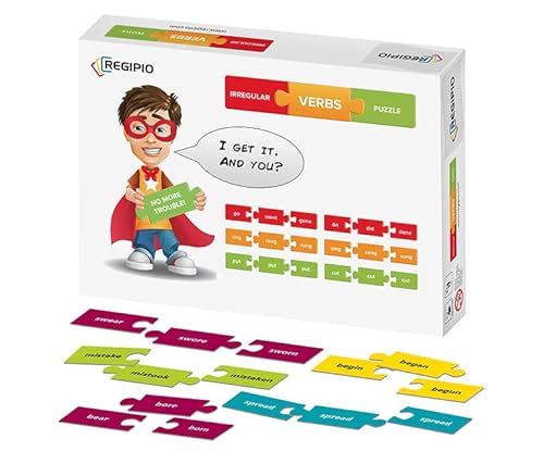 REGIPIO Puzzle Kinder mit Unregelmäßige Verben Englisch – Spiele Englisch Lernen Kinder – Lernspiele Englisch A2-B1 - Gesellschaftsspiele mit Englisch Vokabeln - Sprachen Lernen für Kinder von REGIPIO