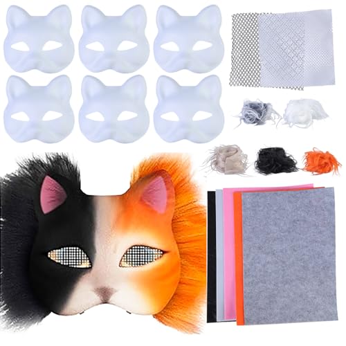 REITINGE Animal Kits Maskerade Handbemalte Katzen Unlackiert Anime Cosplay Halloween Party REITINGE Animal Kits Maskerade Handbemalte Katzen Unlackiert Anime Cosplay Halloween Party von REITINGE