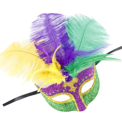 REITINGE Feathered Masquerade Sequins Half Face For Women Men Cosplay Party Photography Props Halloween Decoration von REITINGE