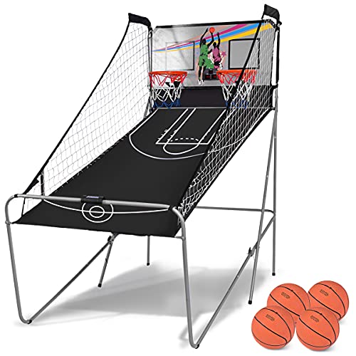 RELAX4LIFE Basketballständer Doppelschuss, Basketball Automat klappbar, Basketball-Arcade-Spiel 8 Spieloptionen für 2 Spieler, Schießmaschine mit 4 Bällen & Pumpe, Elektronische Bewertung mit LED RELAX4LIFE Basketballständer Doppelschuss, Basketball Automat klappbar, Basketball-Arcade-Spiel 8 Spieloptionen für 2 Spieler, Schießmaschine mit 4 Bällen & Pumpe, Elektronische Bewertung mit LED von RELAX4LIFE