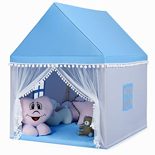 RELAX4LIFE Kinderspielzelt für Jungen & Mädchen, Spielhaus Prinzessin Prinzess, Kinderzelt mit Fenster & Matte, Spielzelt Kinder, für Indoor & Outdoor, 105 x 120 x 140 cm, Geschenk für Kinder (Blau) RELAX4LIFE Kinderspielzelt für Jungen & Mädchen, Spielhaus Prinzessin Prinzess, Kinderzelt mit Fenster & Matte, Spielzelt Kinder, für Indoor & Outdoor, 105 x 120 x 140 cm, Geschenk für Kinder (Blau) von RELAX4LIFE